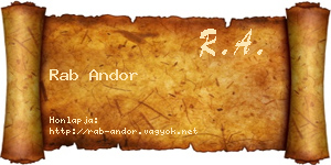 Rab Andor névjegykártya
